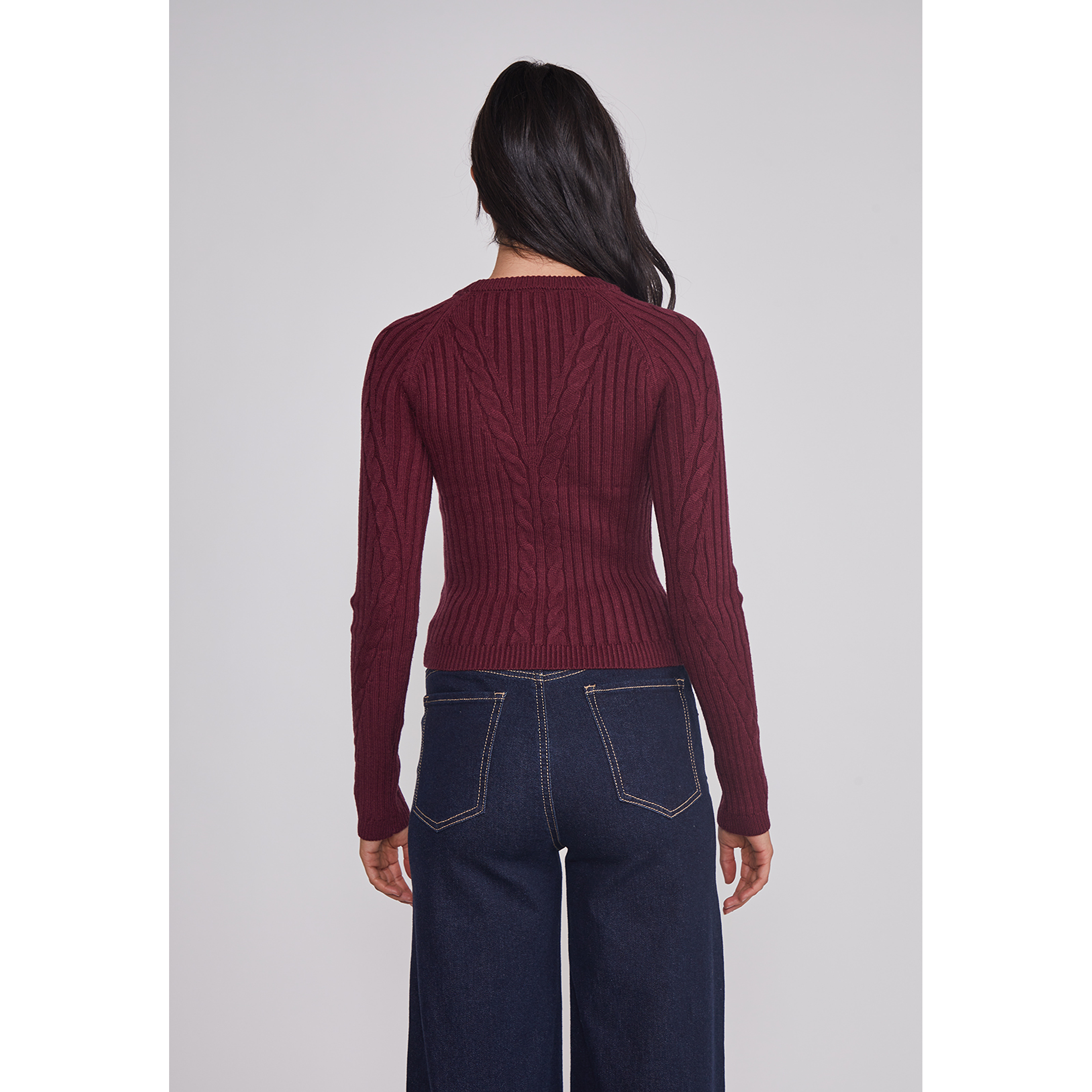 Sweater Mujer Soft Trenzado Burdeo Sioux 2