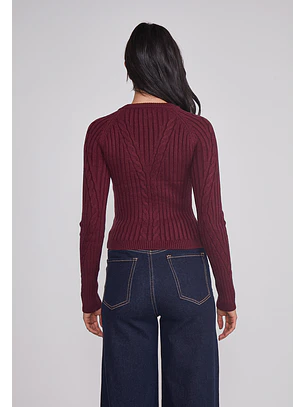 Sweater Mujer Soft Trenzado Burdeo Sioux
