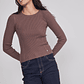 Sweater Mujer Acanalado Costura Café Sioux - Miniatura 4