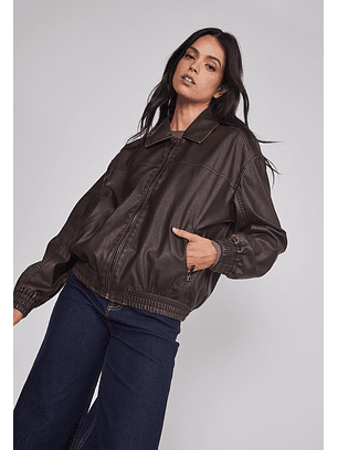 Chaqueta Mujer Lavada Ecocuero Café Sioux