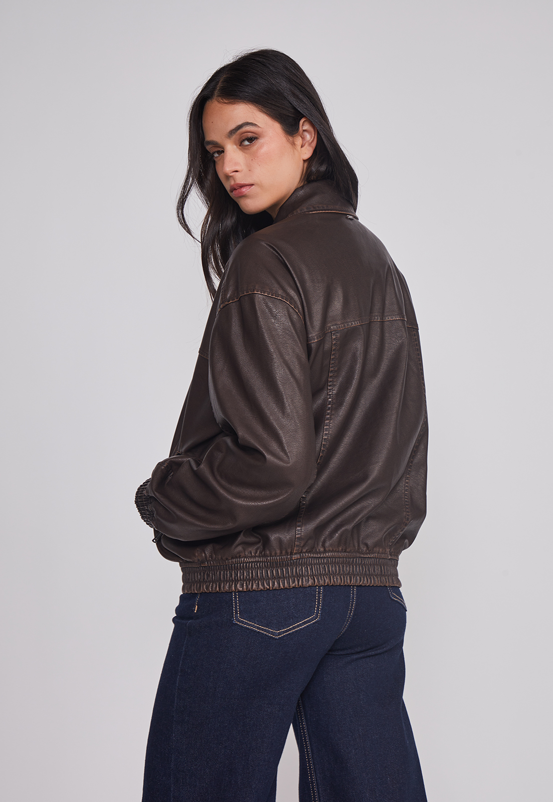 Chaqueta Mujer Lavada Ecocuero Café Sioux 2