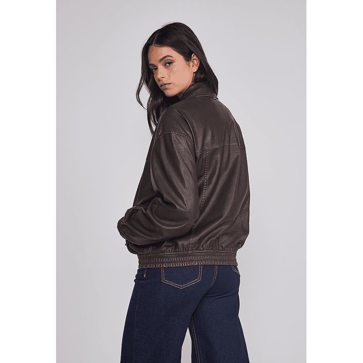 Chaqueta Mujer Lavada Ecocuero Café Sioux 2