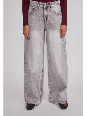 Jeans Mujer Wide Leg Desgastado Rep Gris Sioux