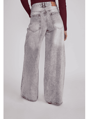 Jeans Mujer Wide Leg Desgastado Rep Gris Sioux