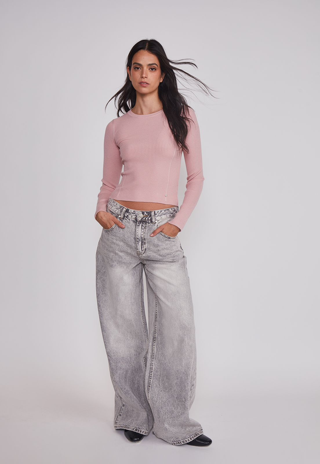 Sweater Mujer Acanalado Costura Rosado Sioux 5