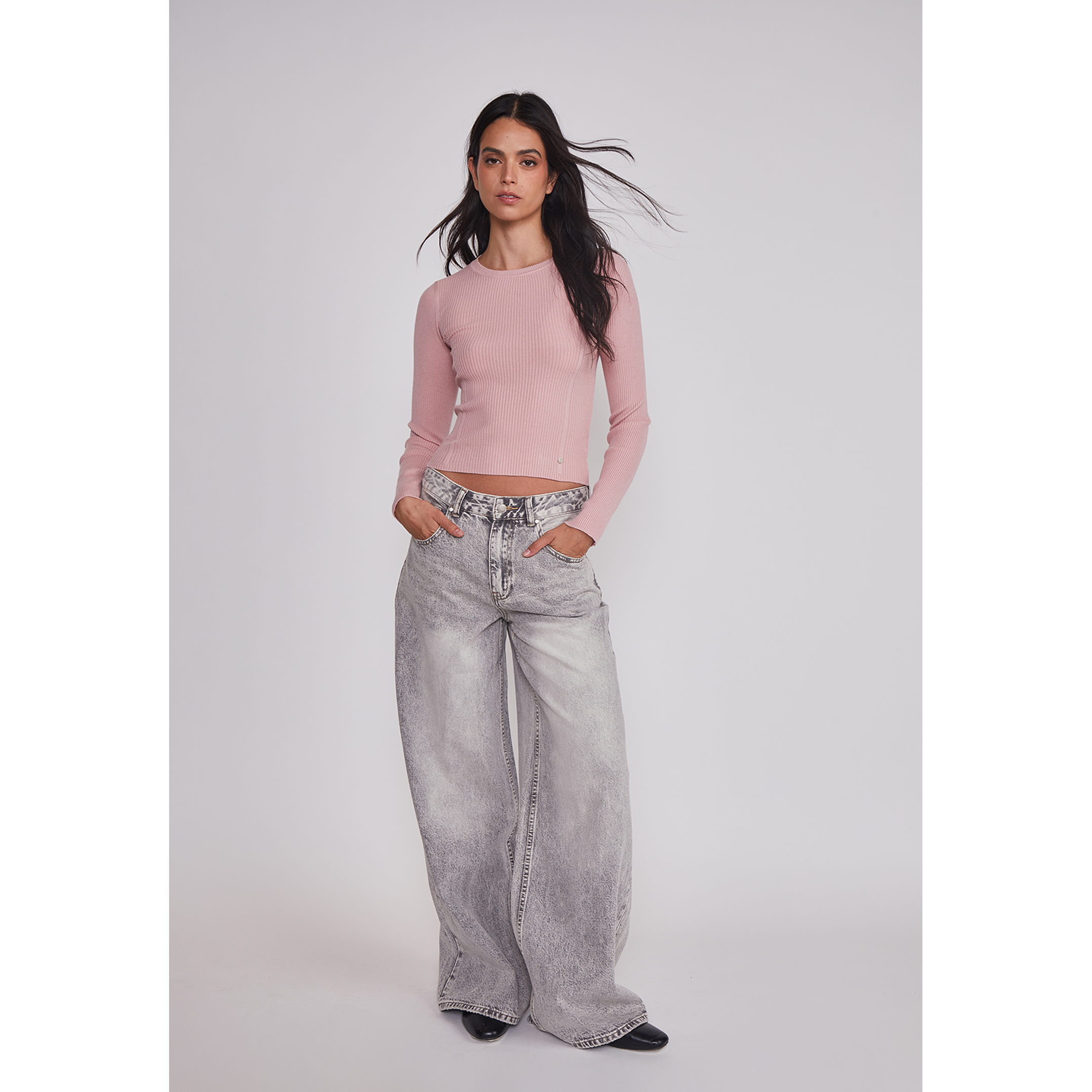 Sweater Mujer Acanalado Costura Rosado Sioux 5