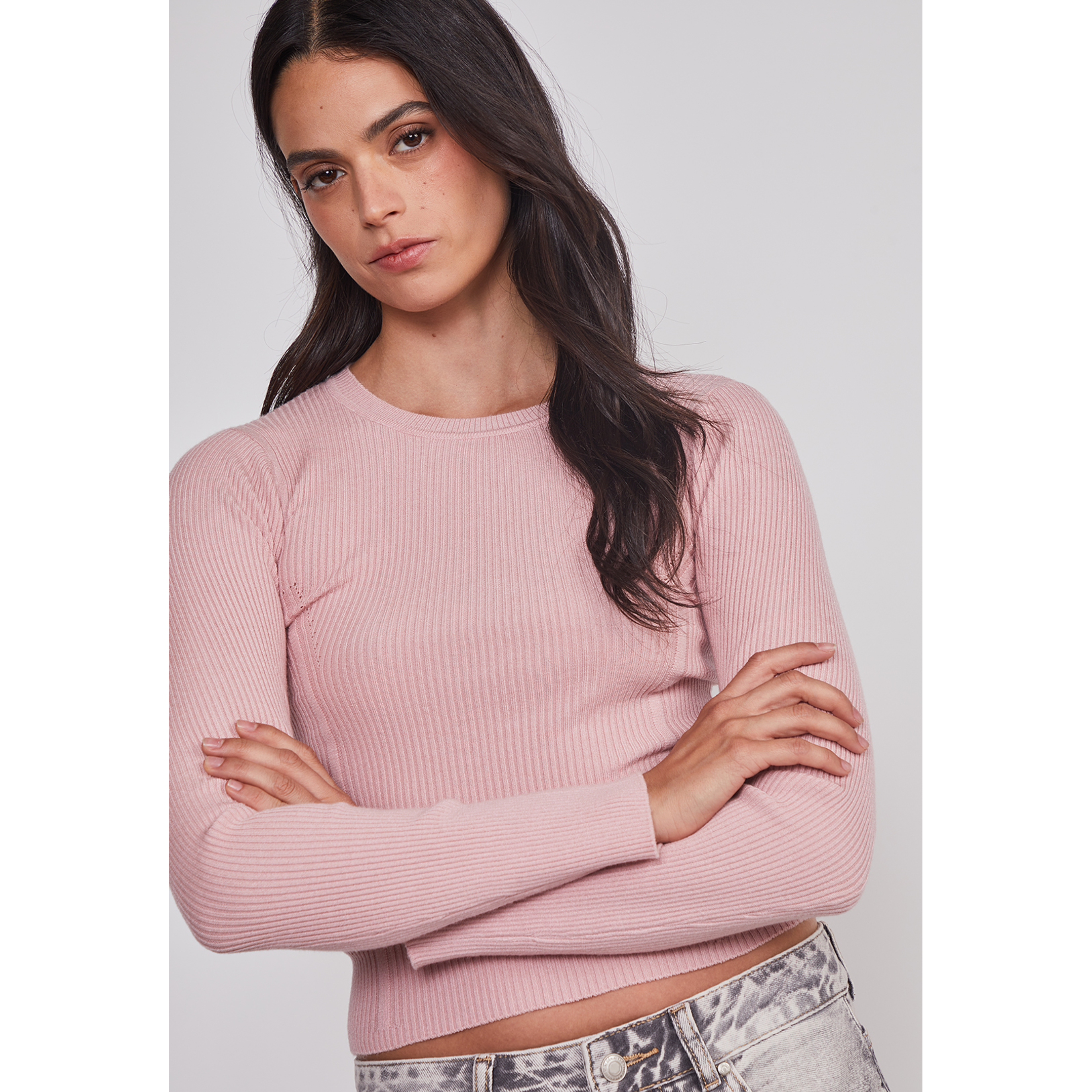 Sweater Mujer Acanalado Costura Rosado Sioux 4