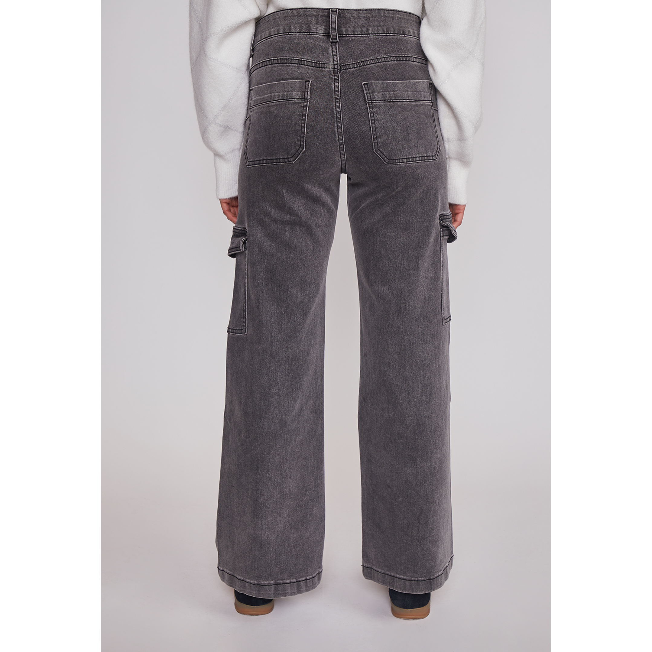 Jeans Mujer Cargo Tiro Alto Negro Sioux 2