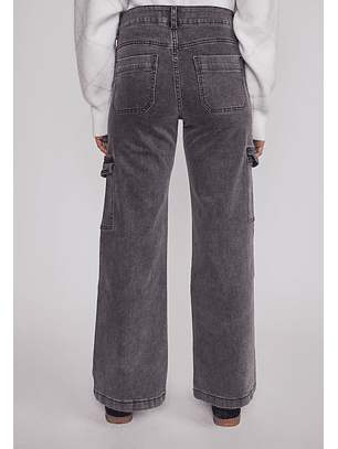 Jeans Mujer Cargo Tiro Alto Negro Sioux