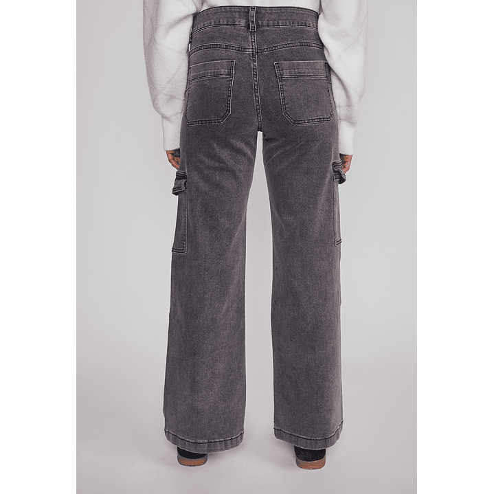 Jeans Mujer Cargo Tiro Alto Negro Sioux 2
