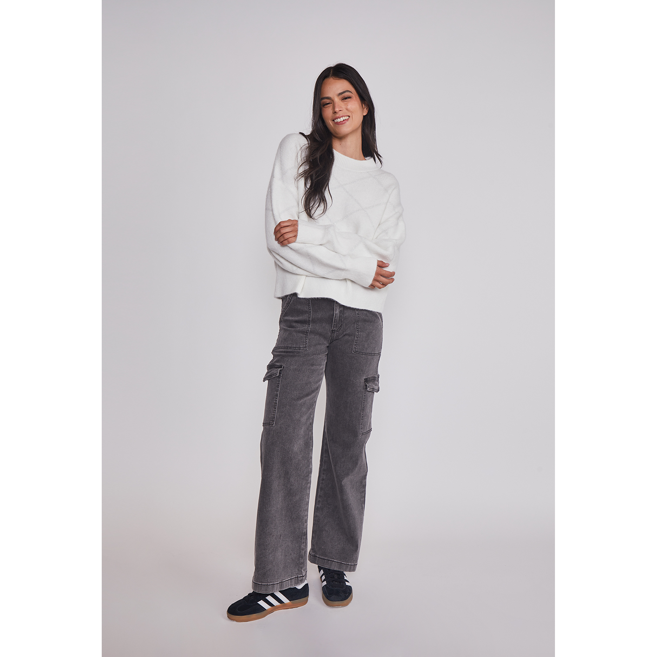 Jeans Mujer Cargo Tiro Alto Negro Sioux 3