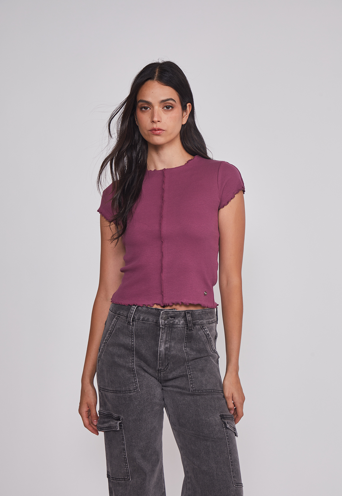 Polera Mujer Rulet Costura Burdeo Sioux 1