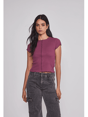 Polera Mujer Rulet Costura Burdeo Sioux