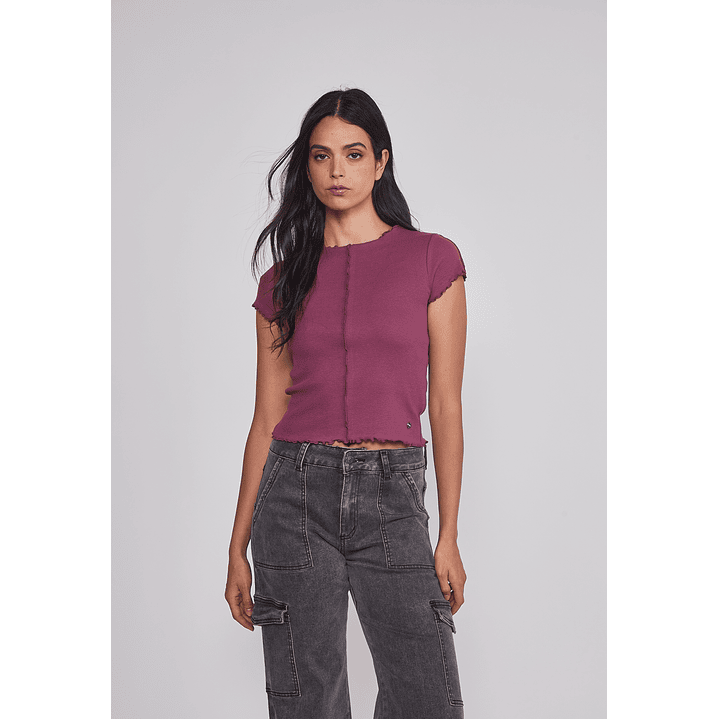 Polera Mujer Rulet Costura Burdeo Sioux 1