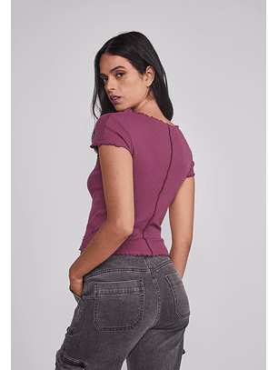 Polera Mujer Rulet Costura Burdeo Sioux