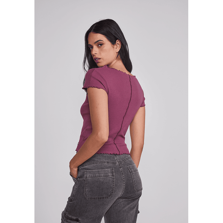 Polera Mujer Rulet Costura Burdeo Sioux 2