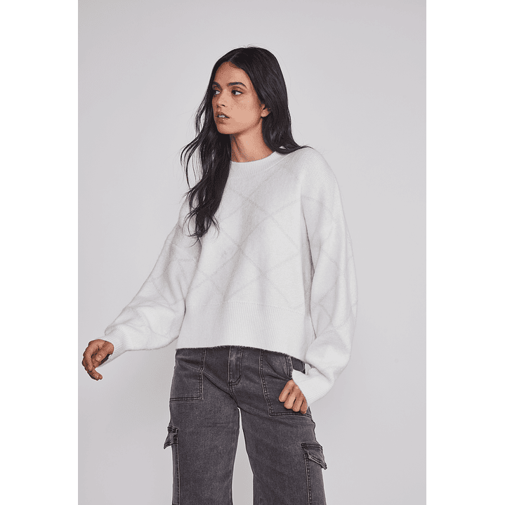 Sweater Mujer Rombos Lurex Blanco Sioux 1