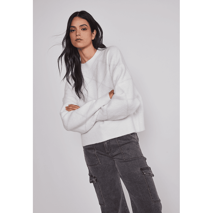 Sweater Mujer Rombos Lurex Blanco Sioux 4
