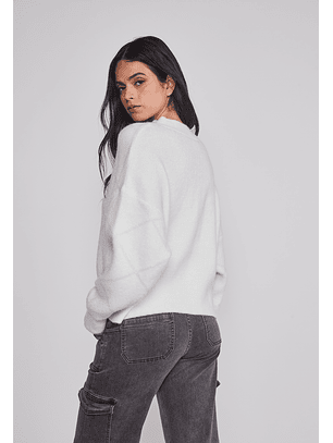 Sweater Mujer Rombos Lurex Blanco Sioux