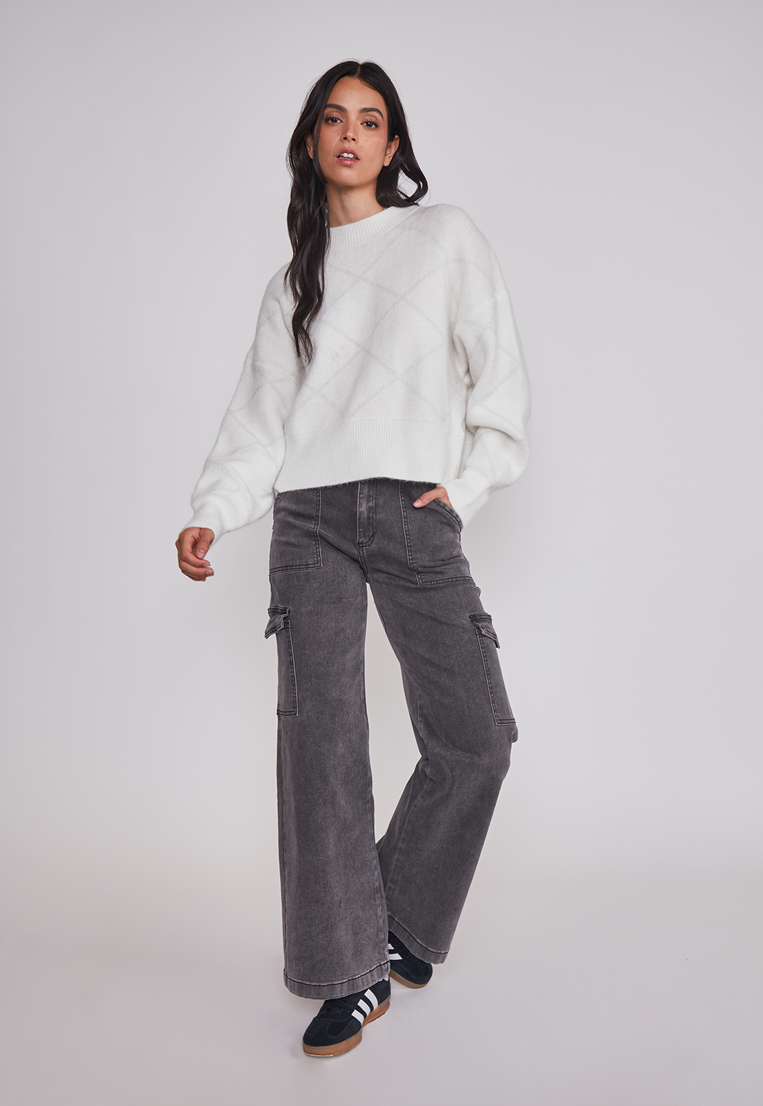 Sweater Mujer Rombos Lurex Blanco Sioux 5