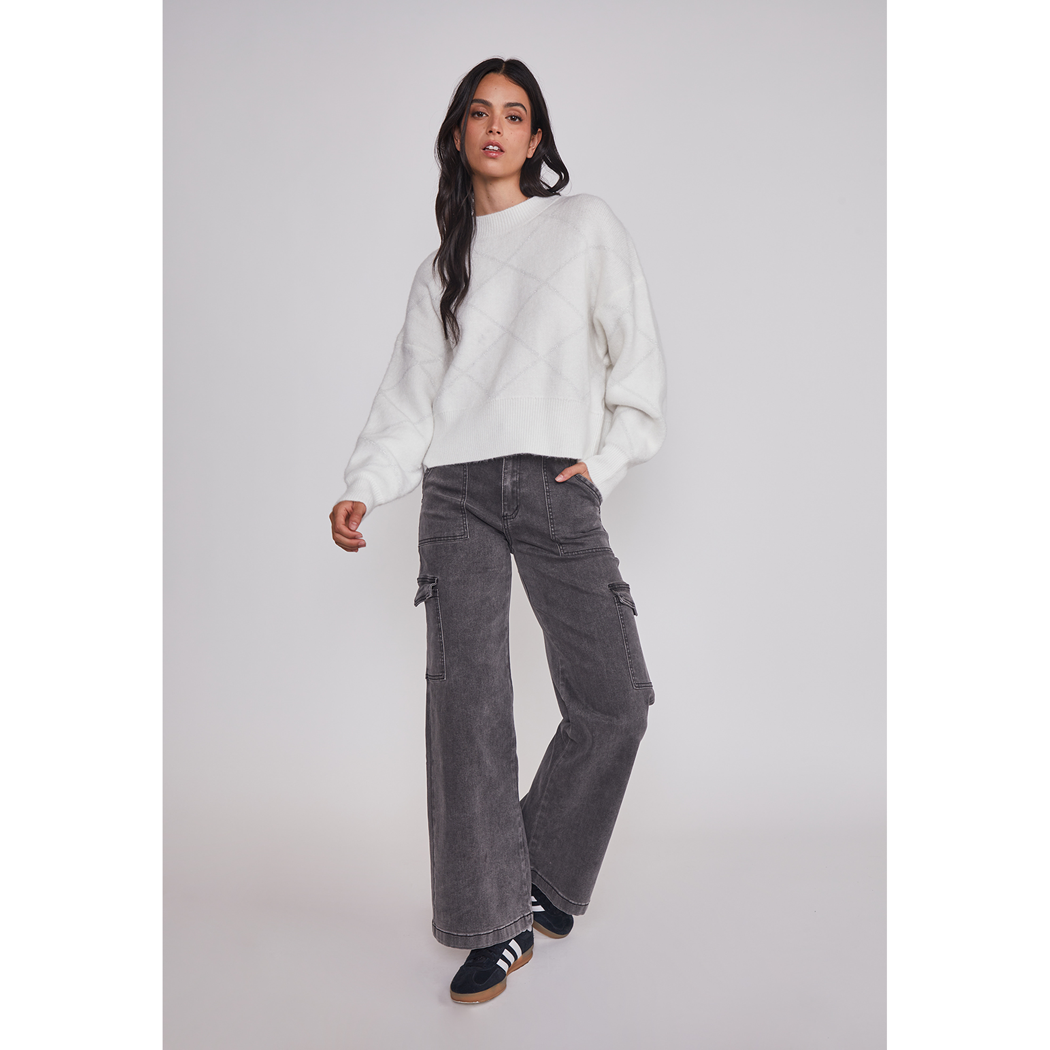 Sweater Mujer Rombos Lurex Blanco Sioux 5