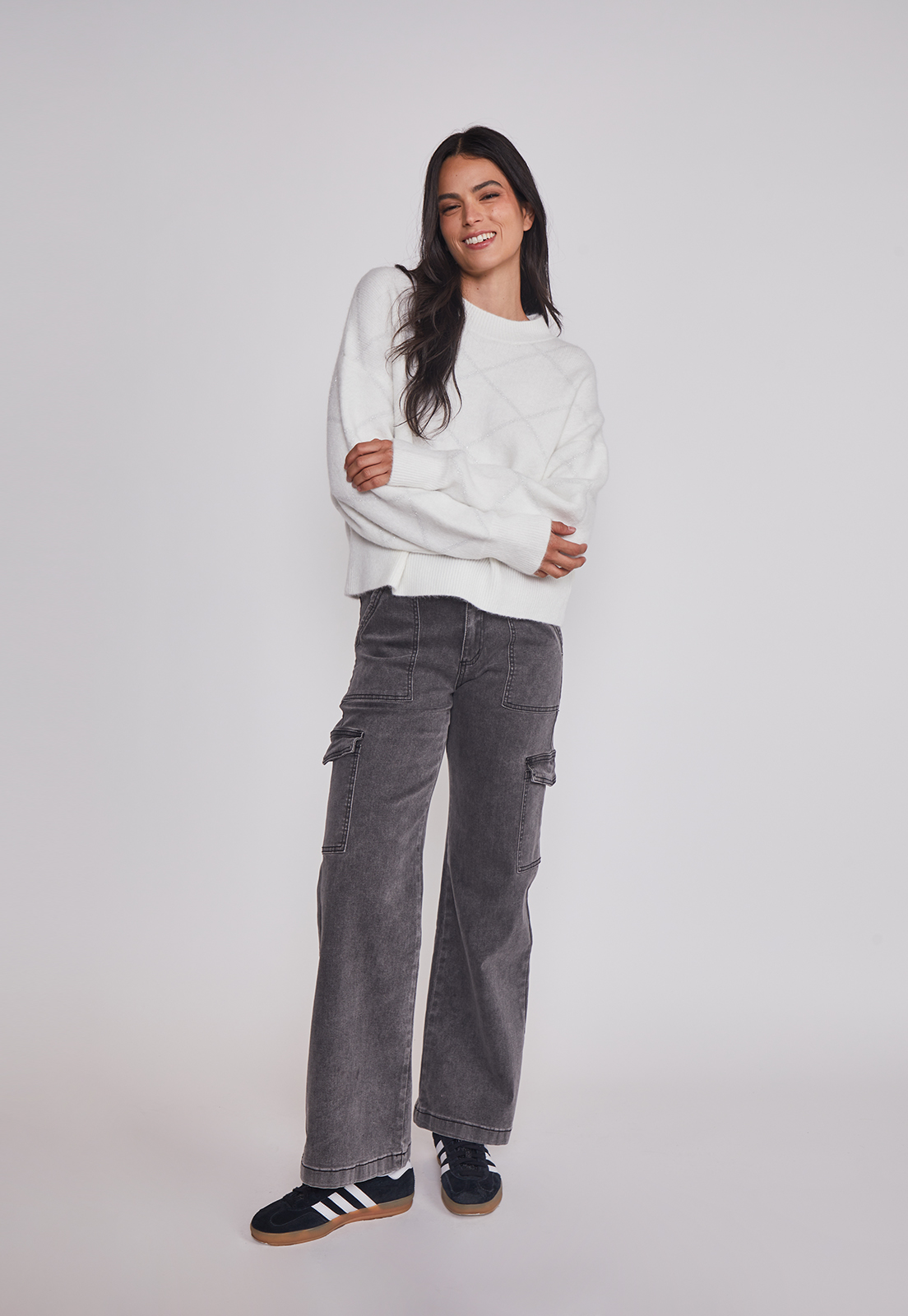 Sweater Mujer Rombos Lurex Blanco Sioux 3