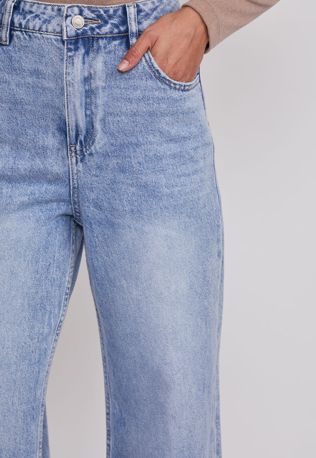 Jeans Mujer Wide Leg Tiro Alto Celeste Sioux 4