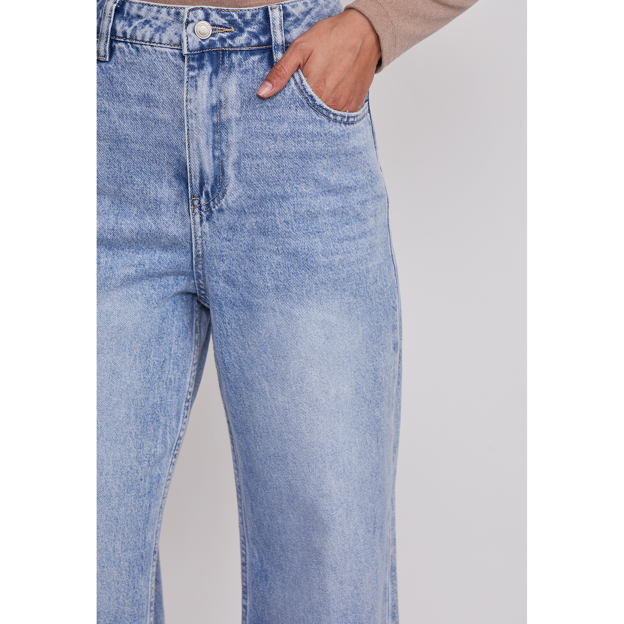Jeans Mujer Wide Leg Tiro Alto Celeste Sioux 4