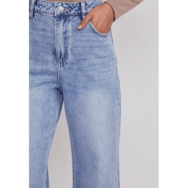 Jeans Mujer Wide Leg Tiro Alto Celeste Sioux 4