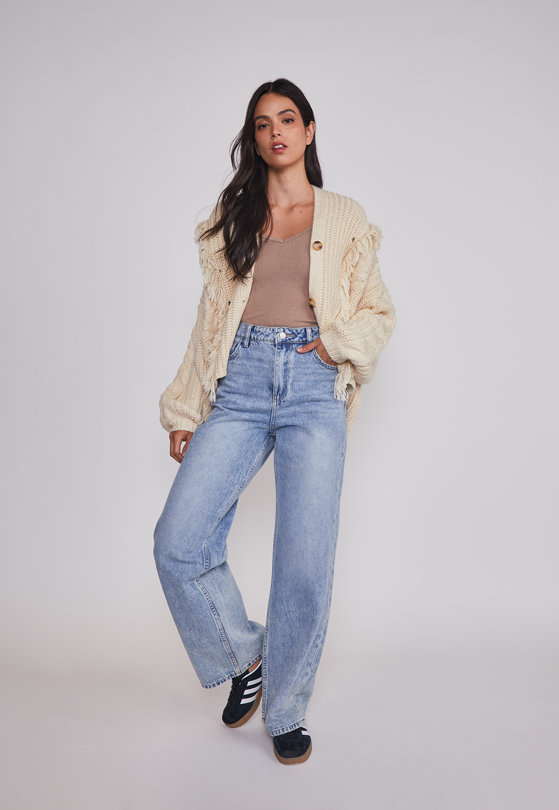 Jeans Mujer Wide Leg Tiro Alto Celeste Sioux 3