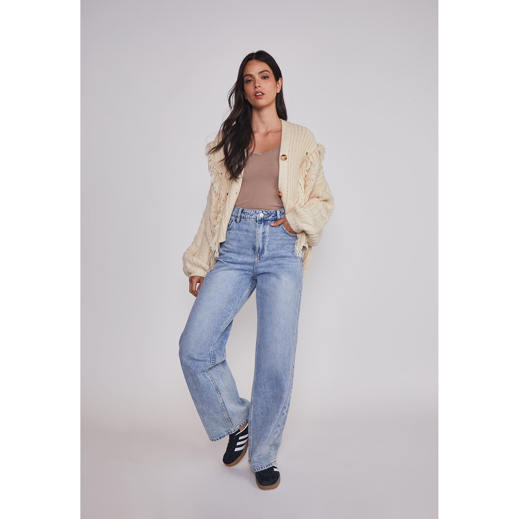 Jeans Mujer Wide Leg Tiro Alto Celeste Sioux 3