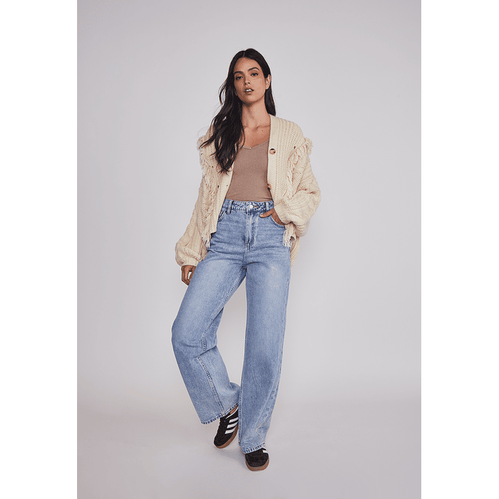 Jeans Mujer Wide Leg Tiro Alto Celeste Sioux 3