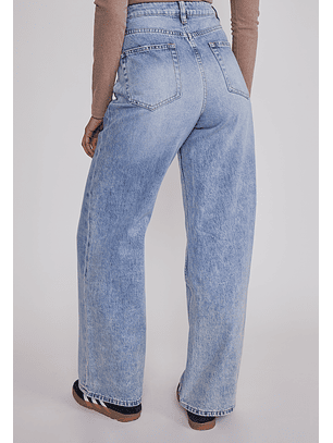 Jeans Mujer Wide Leg Tiro Alto Celeste Sioux