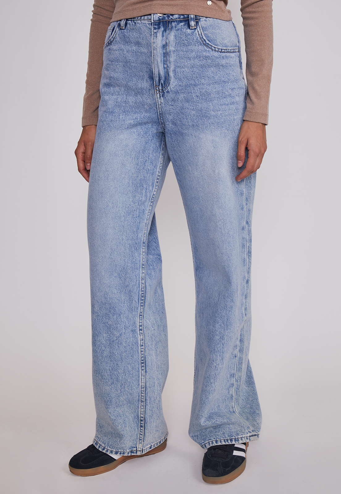 Jeans Mujer Wide Leg Tiro Alto Celeste Sioux 1