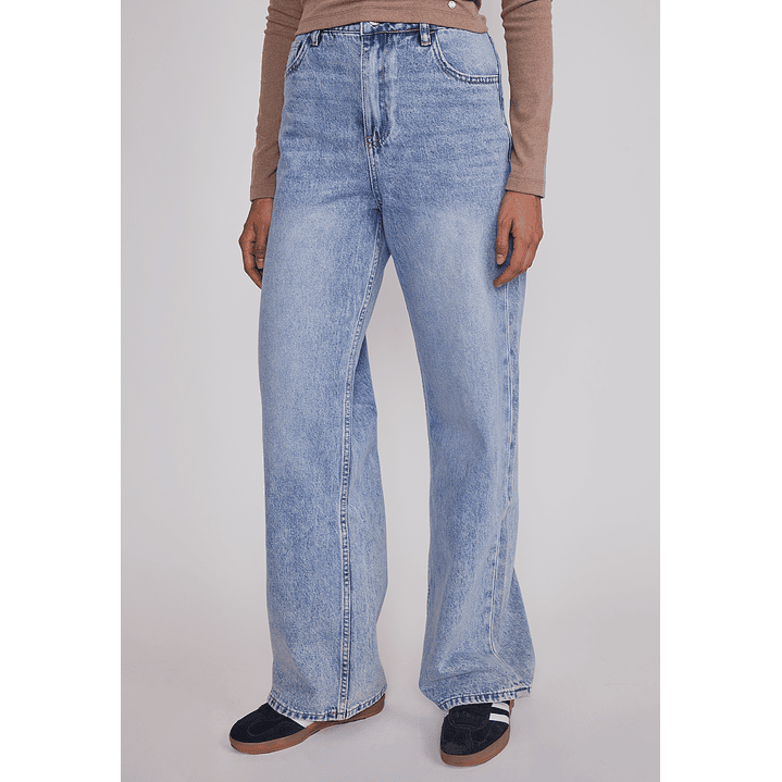 Jeans Mujer Wide Leg Tiro Alto Celeste Sioux 1