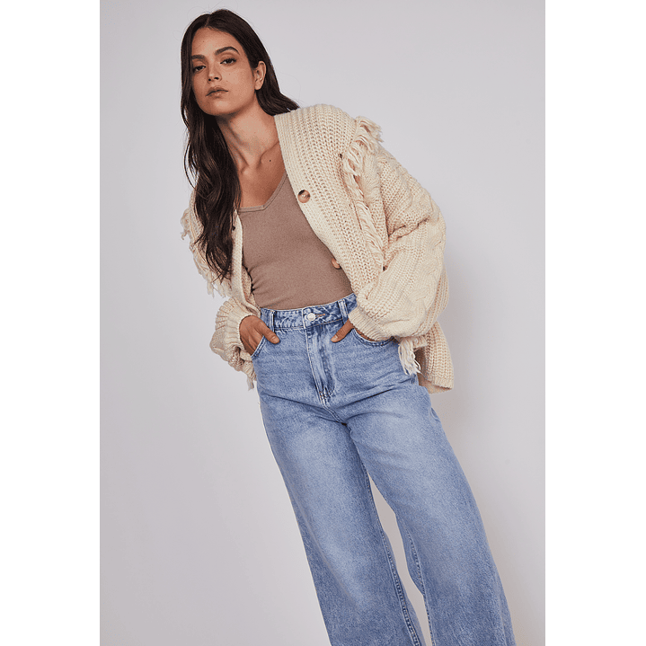 Jeans Mujer Wide Leg Tiro Alto Celeste Sioux 5