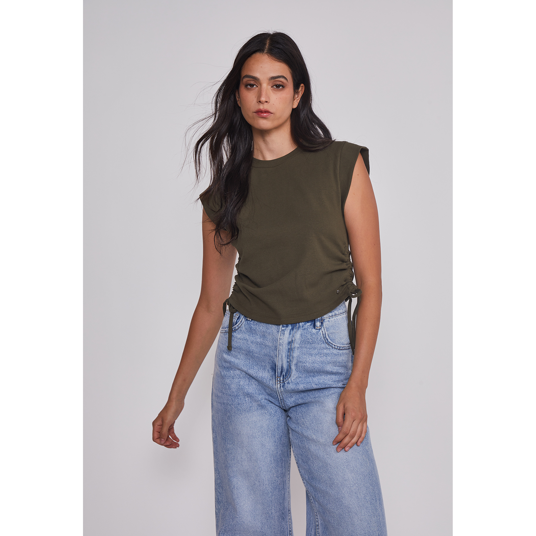 Polera Mujer Ajustador Costados Verde Sioux 1