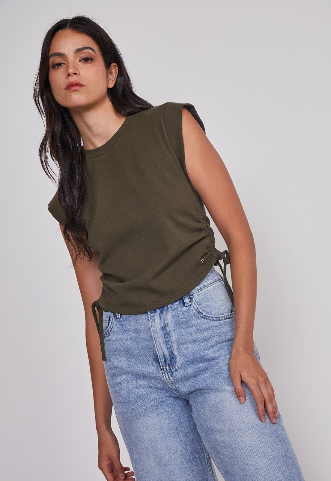 Polera Mujer Ajustador Costados Verde Sioux 5