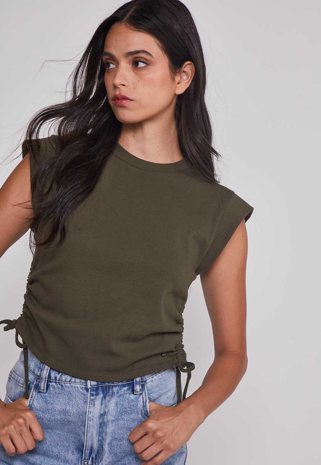 Polera Mujer Ajustador Costados Verde Sioux 4