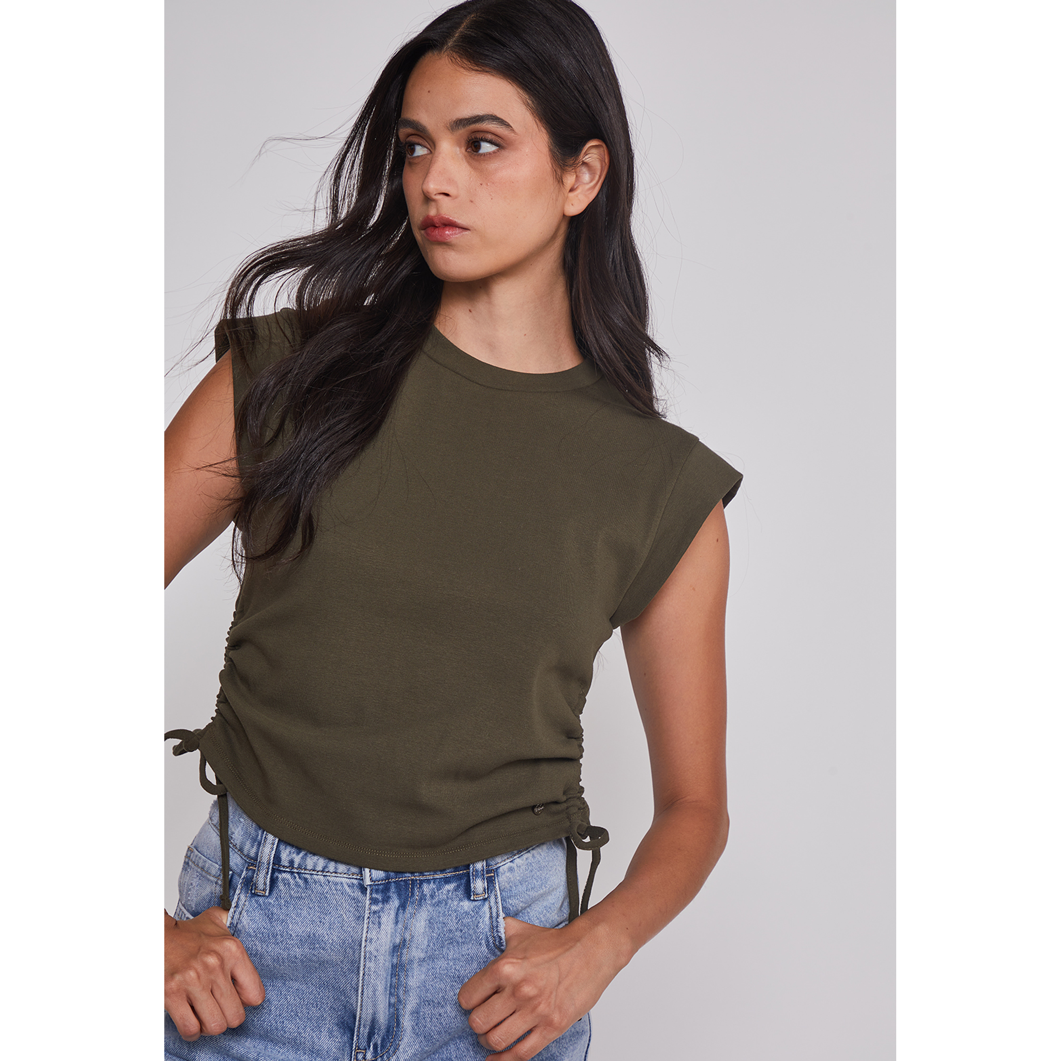 Polera Mujer Ajustador Costados Verde Sioux 4