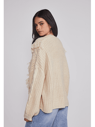 Sweater Mujer Flecos Abotonado Beige Sioux
