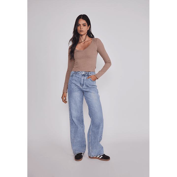 Polera Mujer Soft Cuello V Arena Sioux 5