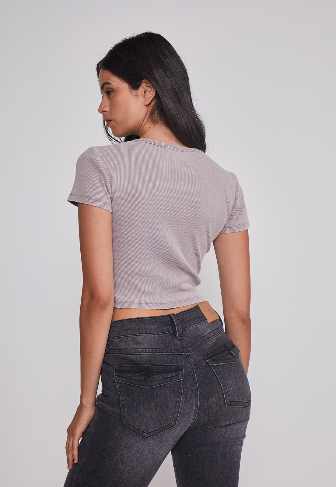 Polera Mujer Lavada Tachas Gris Sioux 2