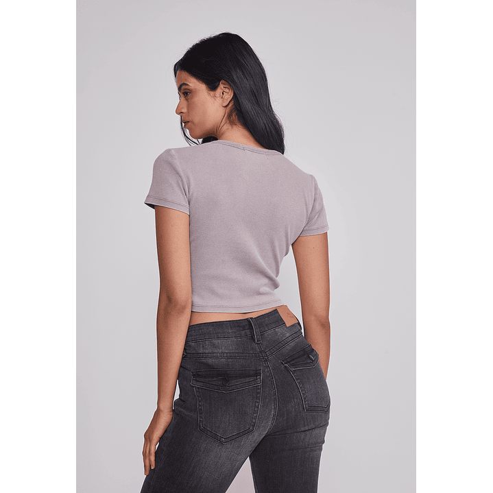 Polera Mujer Lavada Tachas Gris Sioux 2