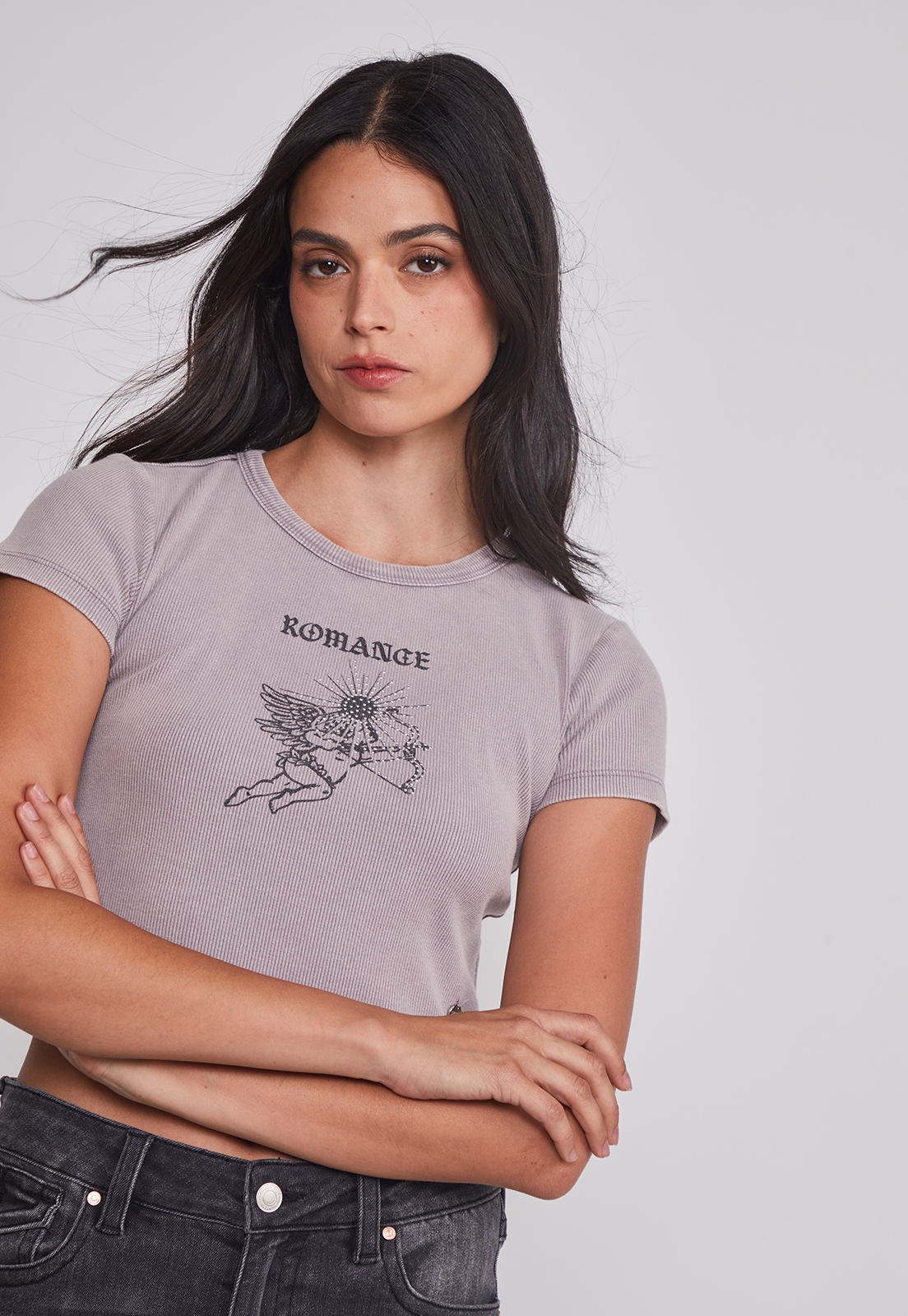 Polera Mujer Lavada Tachas Gris Sioux 5