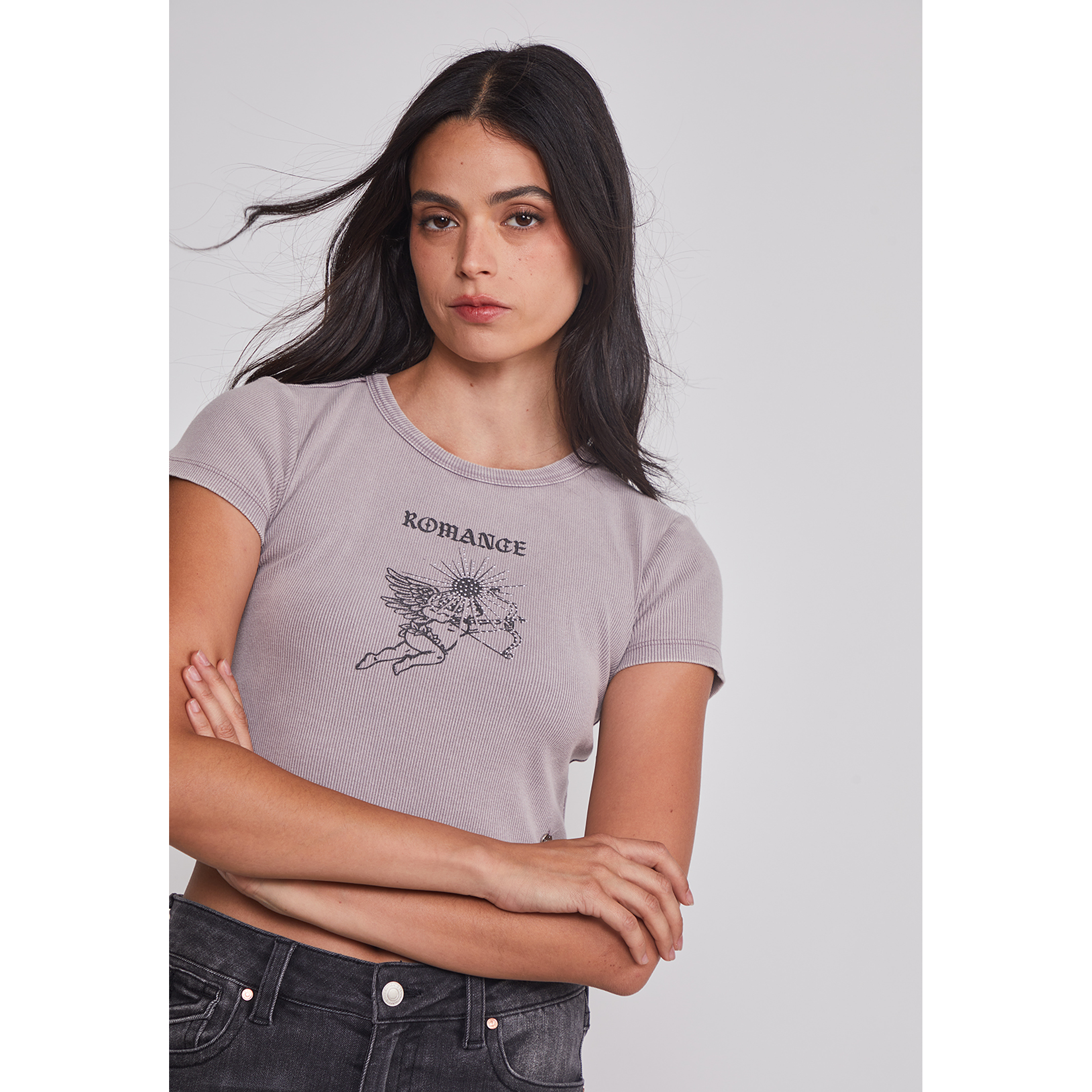 Polera Mujer Lavada Tachas Gris Sioux 5