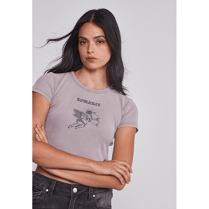 Polera Mujer Lavada Tachas Gris Sioux 5