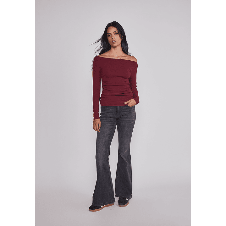 Polera Mujer Drapeada Color Burdeo Sioux 3