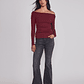 Polera Mujer Drapeada Color Burdeo Sioux - Miniatura 3