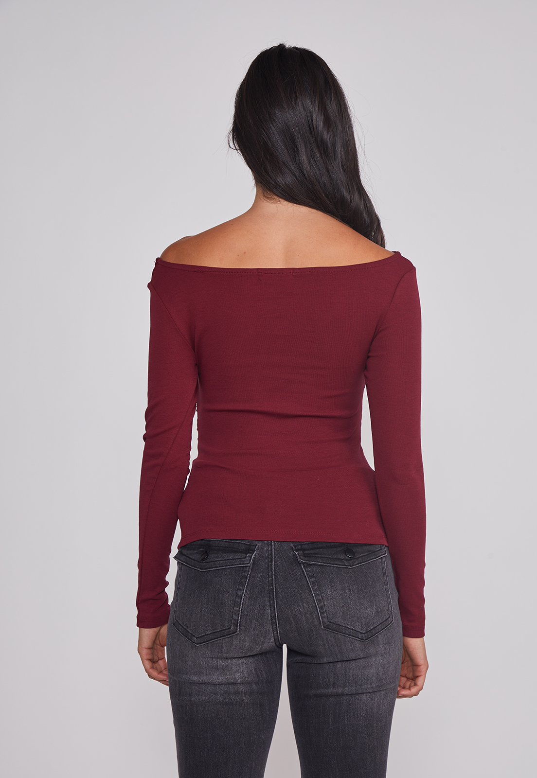 Polera Mujer Drapeada Color Burdeo Sioux 2